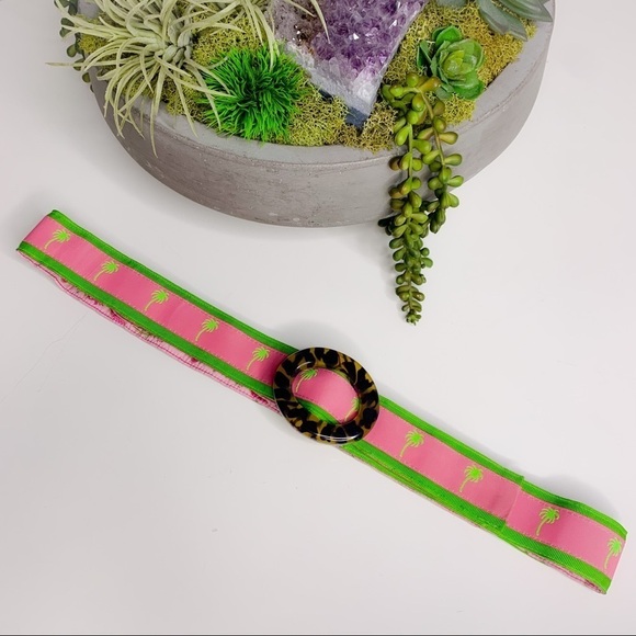Vintage j crew Reversible Silk Embroidered Fabric belt women’s pink green - Picture 7 of 8